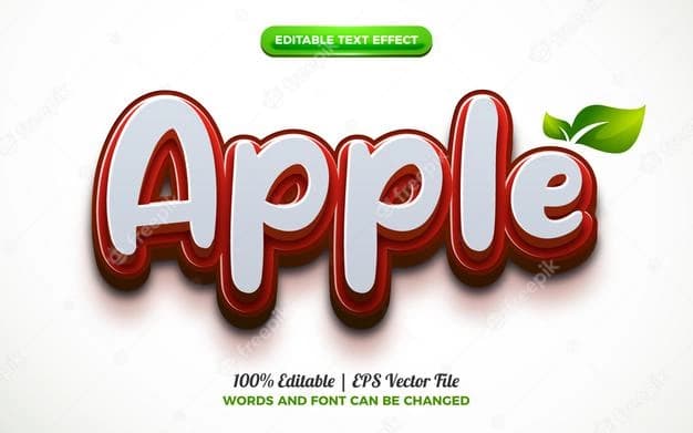 apple fruits nature 3d logo template editable text effect style 369481 1588