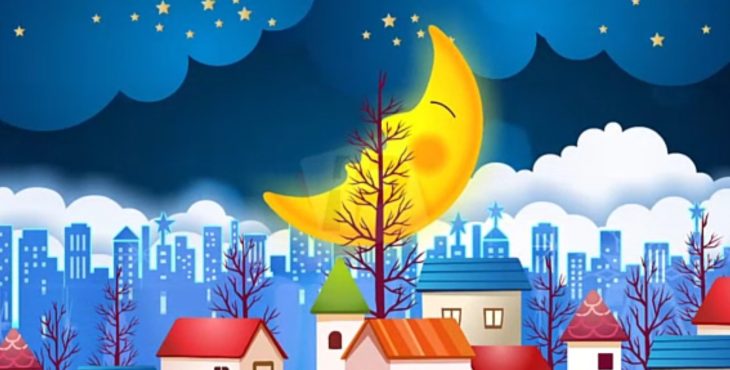 فوتیج کارتونی شب ماه و ستاره