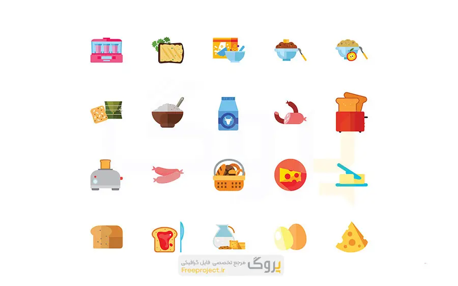 مجموعه آیکون صبحانه با فرمت EPS و Ai