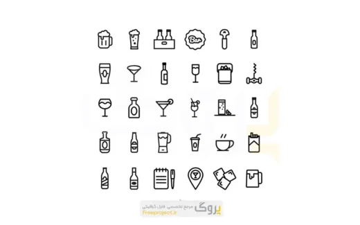 مجموعه آیکون لایه باز کافی شاپ